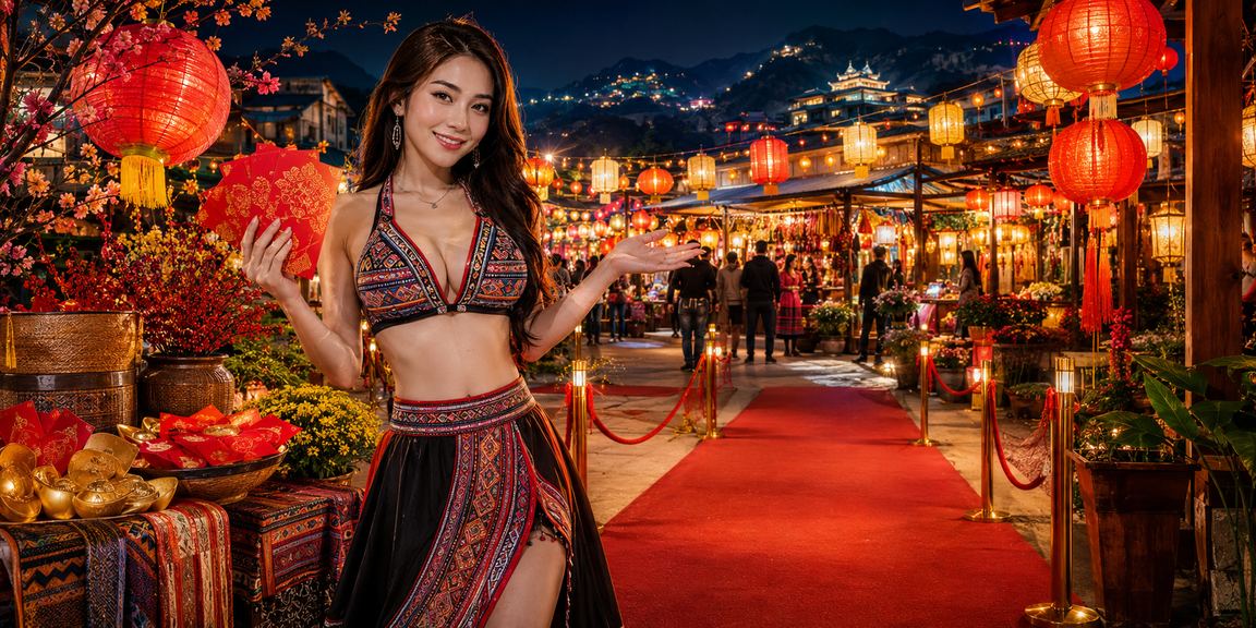 Biểu tượng an toàn và may mắn tại Sapa - đèn lồng và phong bì đỏ